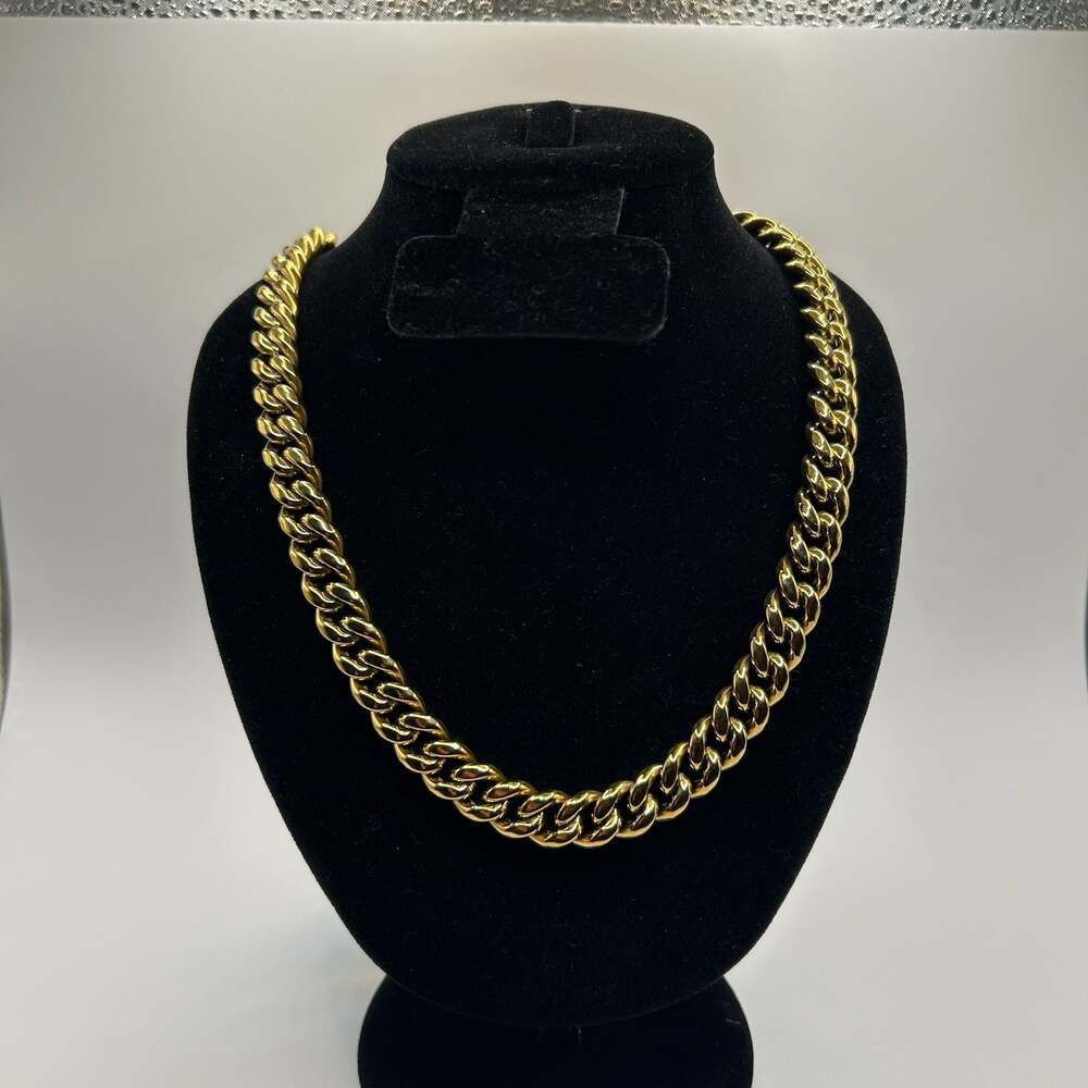 Miami Cuban Link Chain 18k Gold Plated Big Hip Hop Heavy Waterproof 10mm 20”